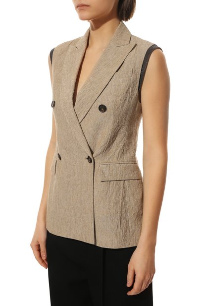 Льняной жилет BRUNELLO CUCINELLI, арт. MF5882810, фото 3