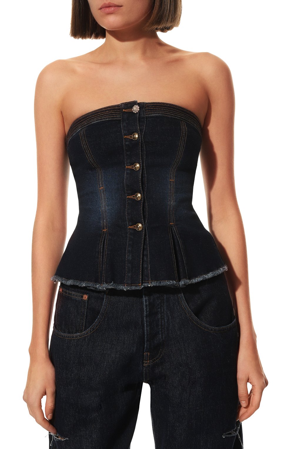 Джинсовый топ VERSACE JEANS COUTURE, арт. 73HAM250-73DP250 D STR INDIG SL0UCHY24/DW042D08, фото 3