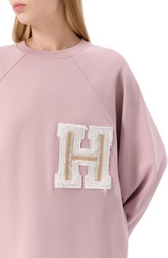 Женский хлопковый свитшот HALFBOY розового цвета, арт. HS251WF022 | Фото 5 (Драгоценные камни: Проставлено; Материал внешний: Хлопок; Рукава: Длинные; Длина (для топов): Удлиненные; Материал сплава: Проставлено; Стили: Спорт-шик; Женское Кросс-КТ: Свитшот-одежда)