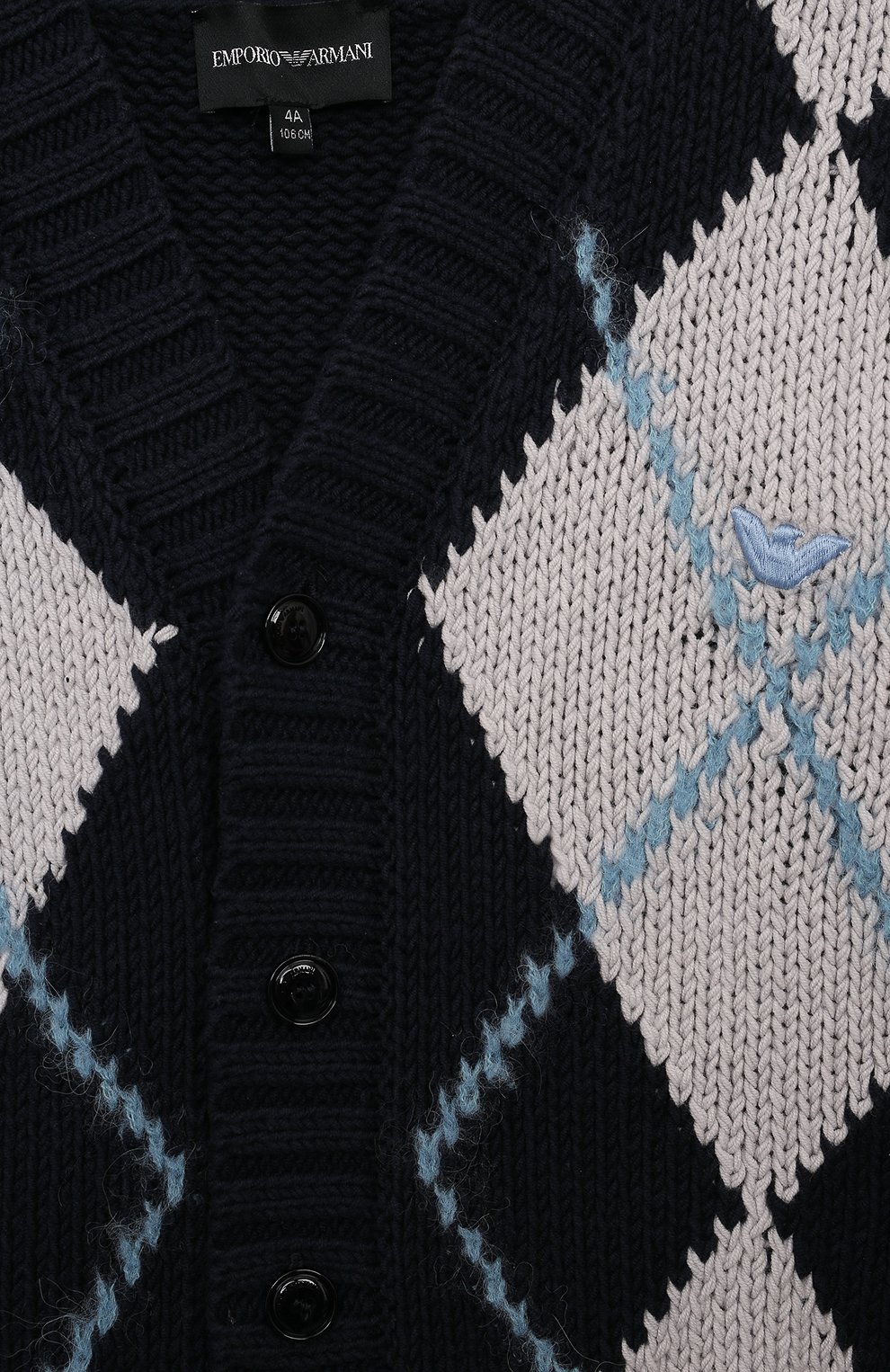Кардиган EMPORIO ARMANI темно-синего цвета по цене 35150 руб., арт. 6D4M56/4M01Z, фото 3 Кардиган EMPORIO ARMANI, арт. 6D4M56/4M01Z, фото 3