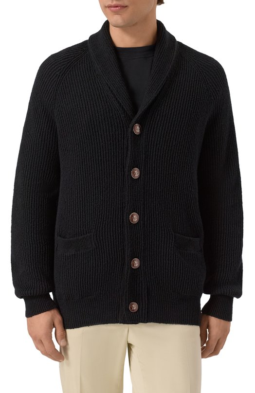 Хлопковый кардиган Brunello Cucinelli MNI708606 Чёрный  MNI708606 Фото 3
