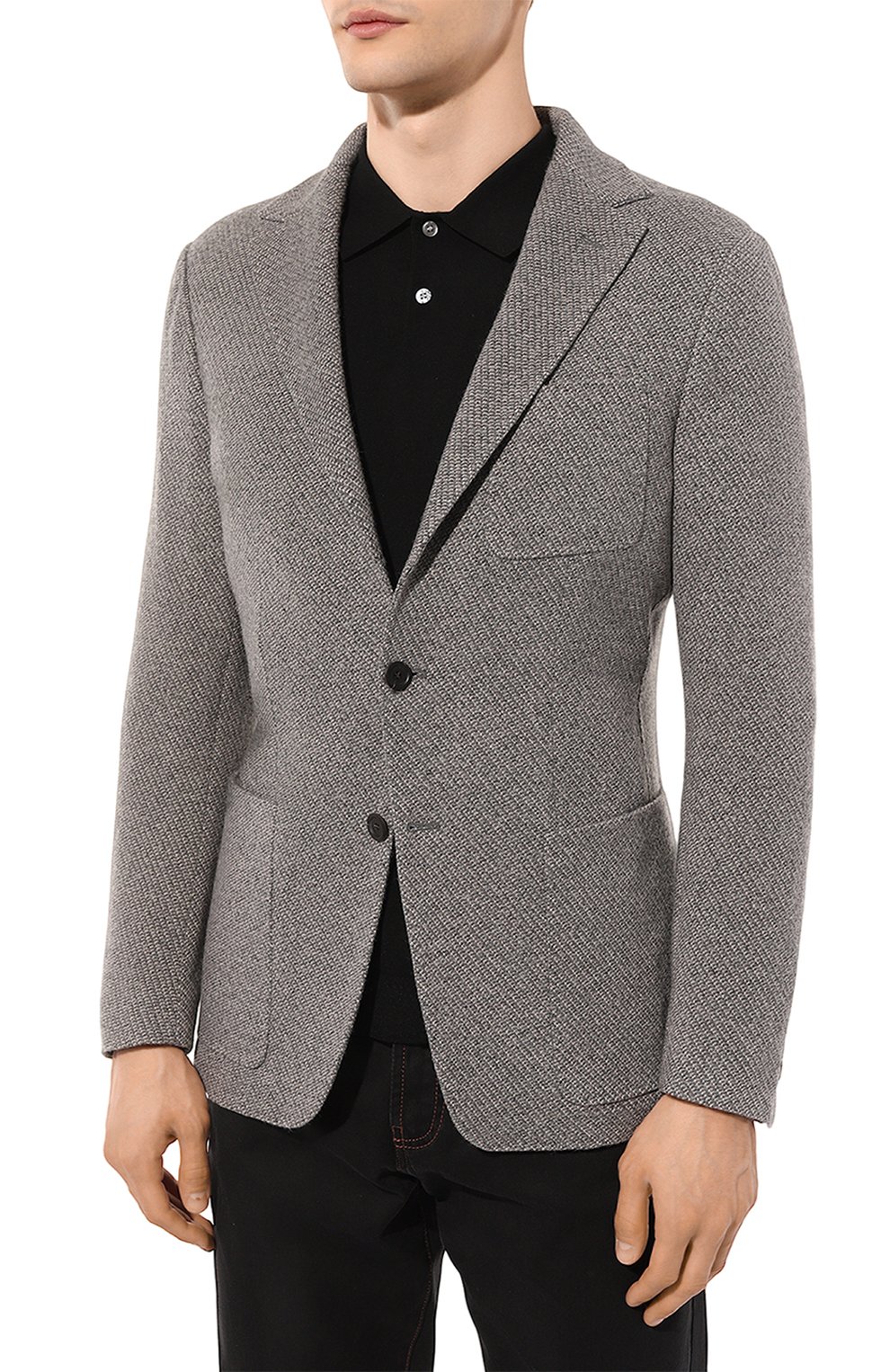 Пиджак из шерсти и хлопка CANALI серого цвета по цене 110500 руб., арт. J0147/JJ02550, фото 3 Пиджак из шерсти и хлопка CANALI, арт. J0147/JJ02550, фото 3