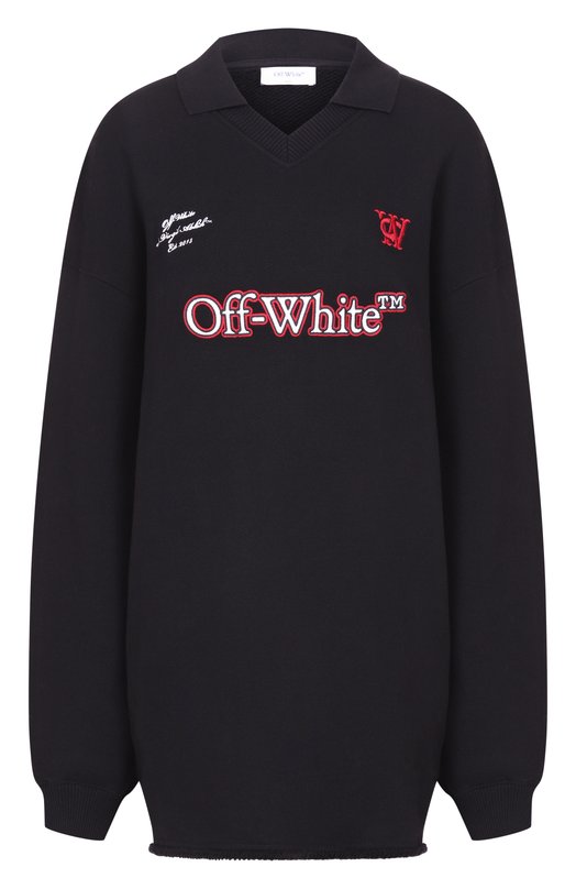 Хлопковое платье Off-White 0WDF002F25FLE001 Чёрный 0WDF002F25FLE001