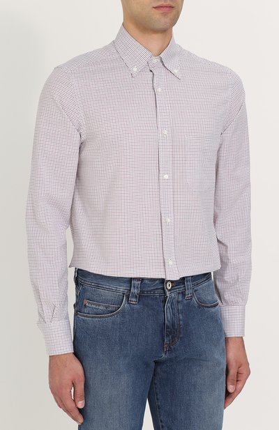 Хлопковая рубашка с воротником button down LORO PIANA, арт. FAG3502, фото 3