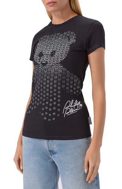 Хлопковая футболка с отделкой стразами PHILIPP PLEIN, арт. SAFC WTK3817 PJY002N, фото 3