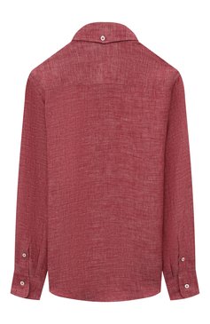 Детская льняная рубашка BRUNELLO CUCINELLI темно-розового цвета, арт. BM633C305C | Фото 2 (Рукава: Длинные; Драгоценные камни: Проставлено; Материал сплава: Проставлено; Материал внешний: Лен; Случай: Повседневный; Ростовка одежда: 12 лет | 152 см)