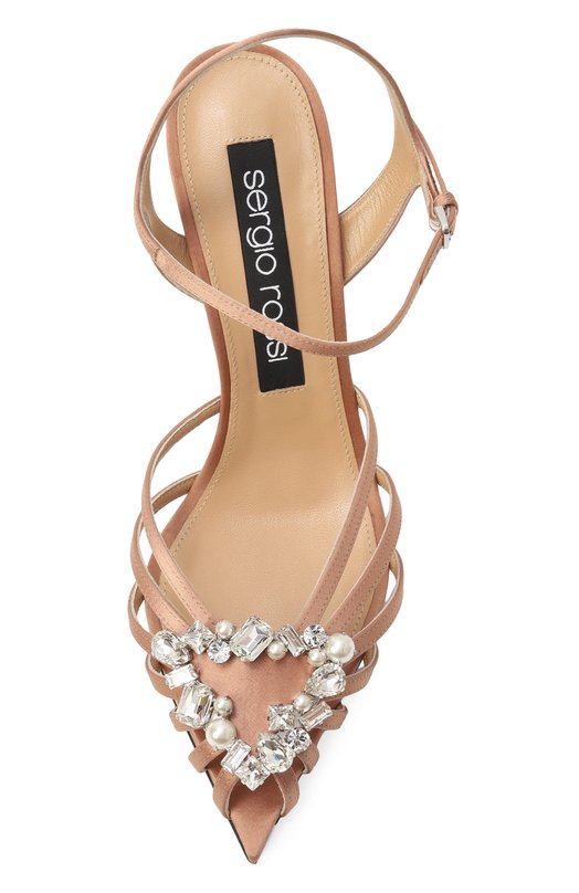 Текстильные босоножки sr Godiva Precious 90 Sergio Rossi B13100/MTEZ02 Бежевый  B13100/MTEZ02 Фото 6