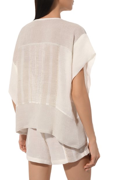 Льняная блузка MAURIZIO кремового цвета по цене 28500 руб., арт. MZS4W08311677, фото 4 Льняная блузка MAURIZIO, арт. MZS4W08311677, фото 4