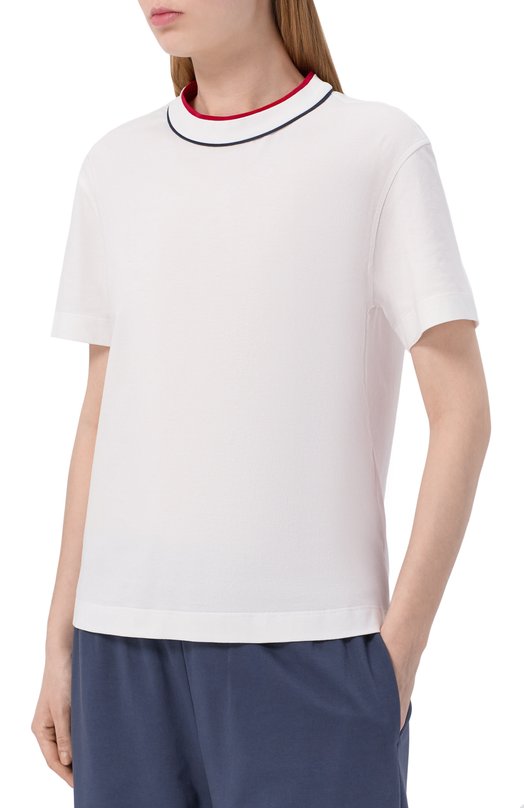 Хлопковая футболка Brunello Cucinelli M0T81VT500 Белый  M0T81VT500 Фото 3