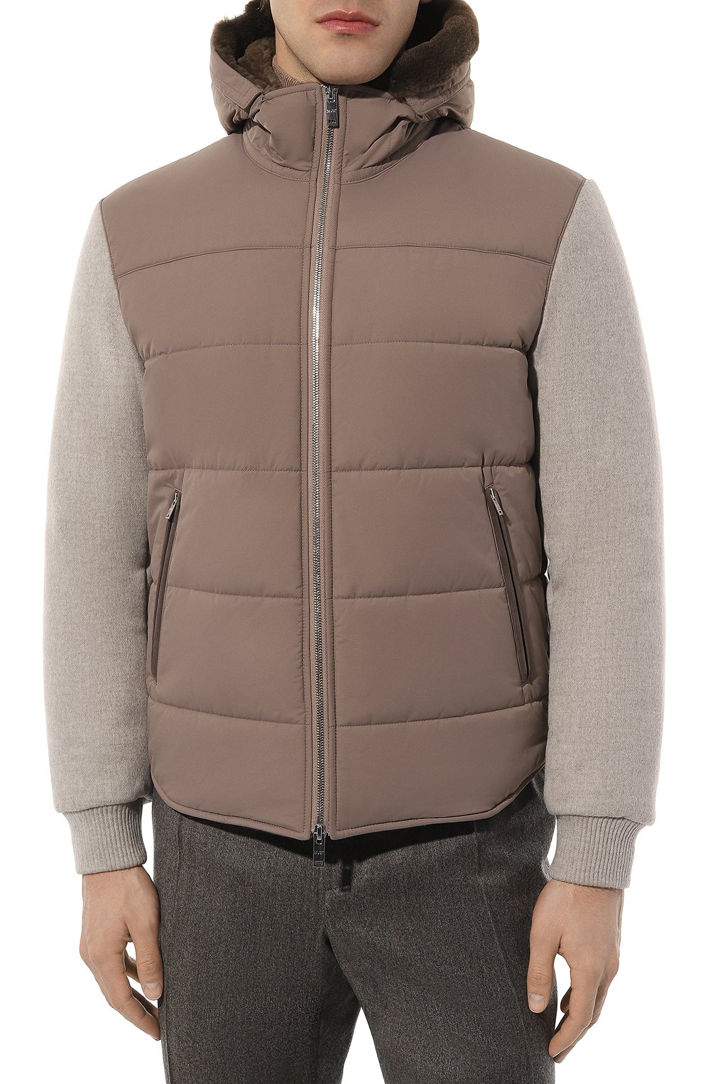 Комбинированная куртка с отделкой из нутрии MVST бежевого цвета по цене 378500 руб., арт. 53450/6596, фото 3 Комбинированная куртка с отделкой из нутрии MVST, арт. 53450/6596, фото 3