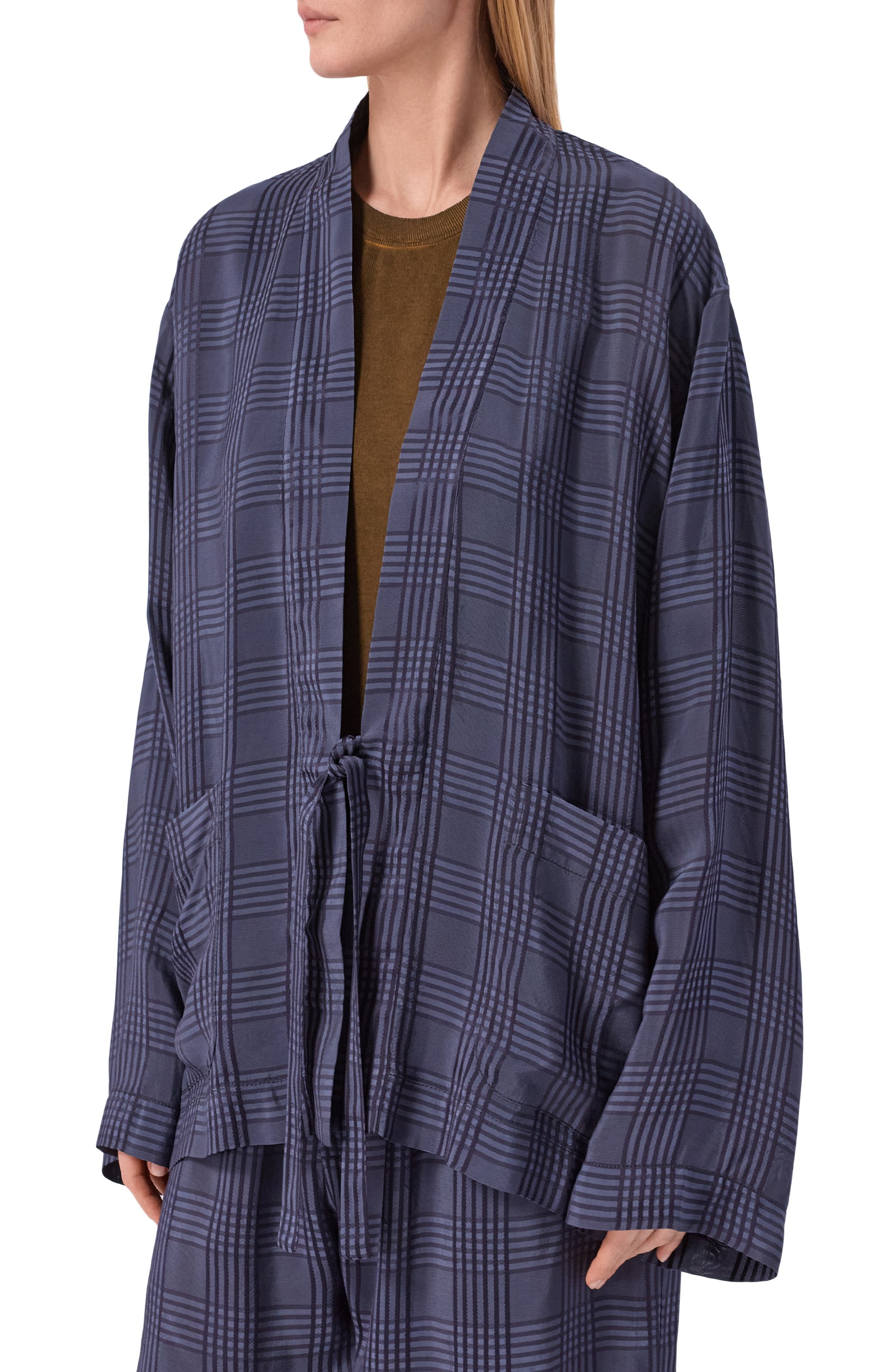 Кимоно из вискозы UMA WANG темно-синего цвета по цене 106500 руб., арт. UM6512, фото 3 Кимоно из вискозы UMA WANG, арт. UM6512, фото 3