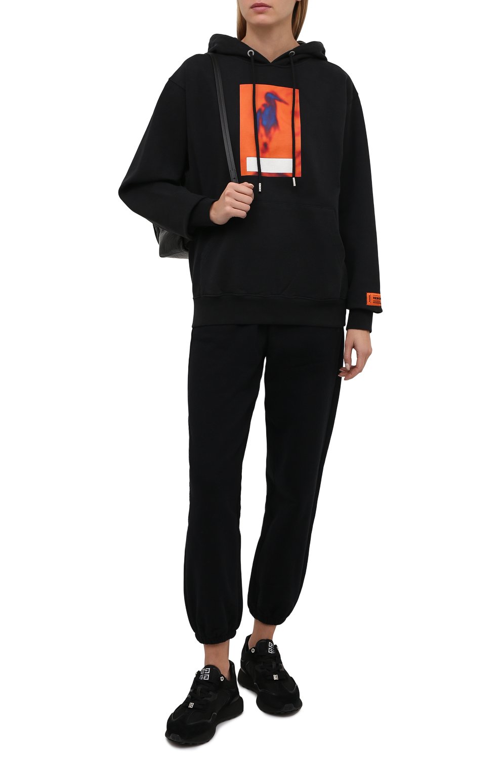 Хлопковое худи HERON PRESTON черного цвета по цене 49950 руб., арт. HWBB020F21JER0061022, фото 2 Хлопковое худи HERON PRESTON, арт. HWBB020F21JER0061022, фото 2