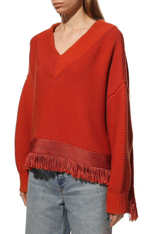 Свитер из хлопка и шелка Oscar de la Renta Оранжевый, фото 3