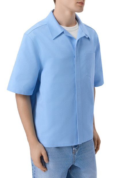 Хлопковая рубашка CASABLANCA голубого цвета по цене 79950 руб., арт. M-SP26-SH-228-03, фото 3 Хлопковая рубашка CASABLANCA, арт. M-SP26-SH-228-03, фото 3