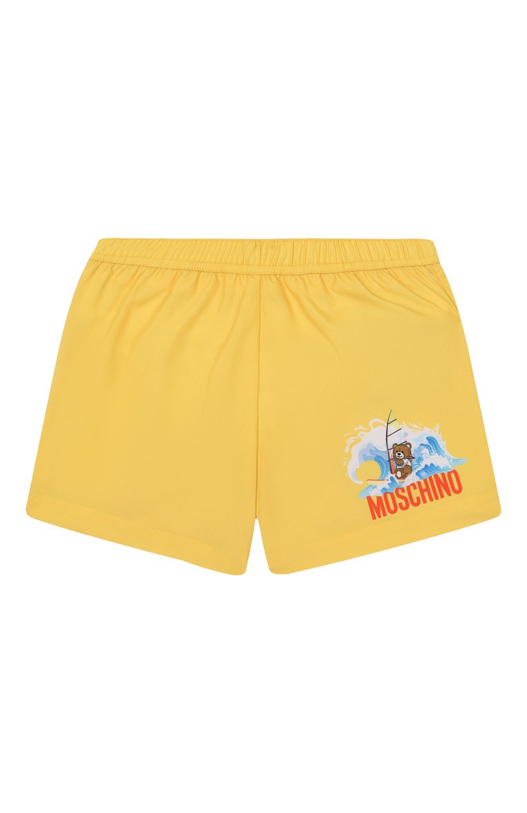Детского плавки-шорты MOSCHINO желтого цвета, арт. MRL007/LKA02 | Фото 1 (Нос: Не проставлено; Материал внешний: Синтетический материал; Кросс-КТ НВ: �Плавки; Ростовка одежда: 12 мес | 80 см, 18 мес | 86 см, 24 мес | 92 см, 36 мес | 98 см)