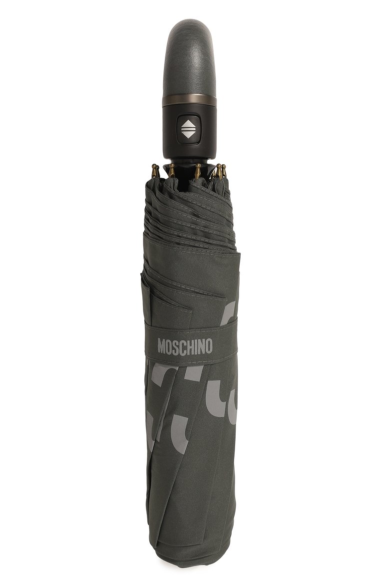 Мужской складной зонт MOSCHINO серого цвета, арт. 8064-T0PLESS | Фото 4 (Нос: Не проставлено; Материал: Синтетический материал, Металл, Текстиль)