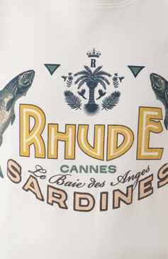 Мужская хлопковая футболка RHUDE белого цвета, арт. RHPS25TT09012 | Фото 6 (Драгоценные камни: Проставлено; Материал сплава: Проставлено; Длина (дл�я топов): Стандартные; Рукава: Короткие; Принт: С принтом; Стили: Кэжуэл; Материал внешний: Хлопок; Мужское Кросс-КТ: Футболка-одежда; Кросс-КТ: Джерси)