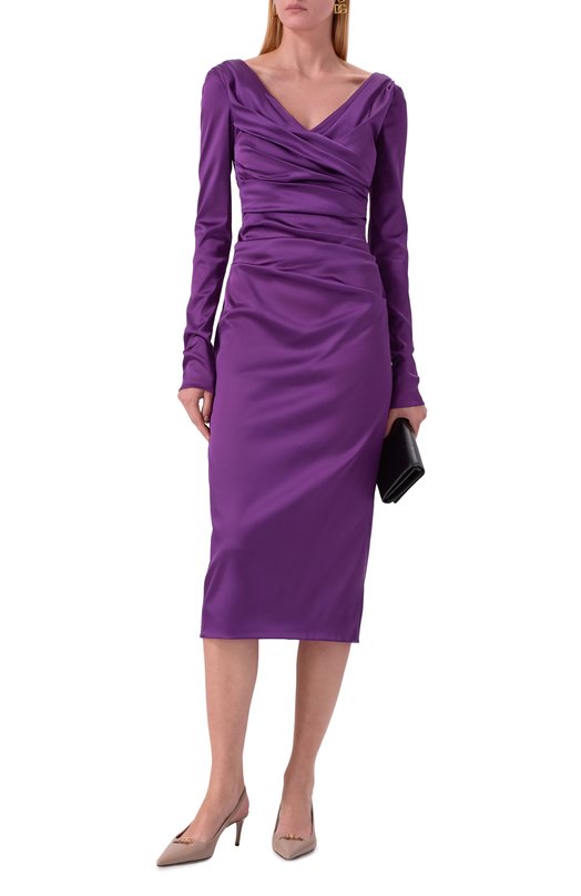 Атласное платье Dolce & Gabbana F6DJFT/FURHM Фиолетовый  F6DJFT/FURHM Фото 2