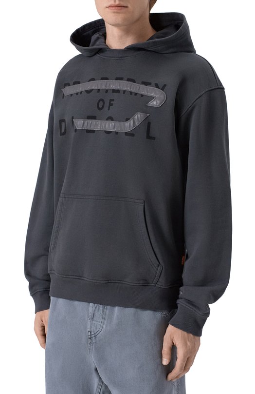 Хлопковое худи Diesel A21029/0JMBI Серый  A21029/0JMBI Фото 3