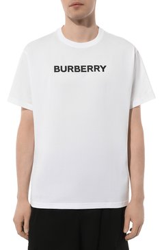 Мужская хлопковая футболка BURBERRY белого цвета, арт. 8055309 | Фото 3 (Рукава: Короткие; Материал внешний: Хлопок; Длина (для топов): Стандартные; Принт: С принтом; Стили: Кэжуэл; Кросс-КТ: Джерси; Мужское Кросс-КТ: Футболка-одежда)