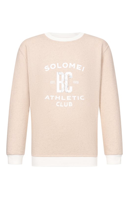 Свитшот из хлопка и льна Brunello Cucinelli MR8313380G Бежевый MR8313380G