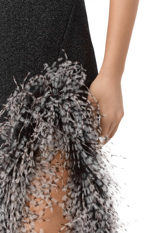 Платье с отделкой перьями OSEREE BLVS261/LUREX PLUMAGE Чёрный  BLVS261/LUREX PLUMAGE Фото 4