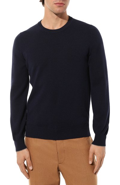 Кашемировый джемпер BRUNELLO CUCINELLI темно-синего цвета по цене 114500 руб., арт. M2200B2204, фото 3 Кашемировый джемпер BRUNELLO CUCINELLI, арт. M2200B2204, фото 3