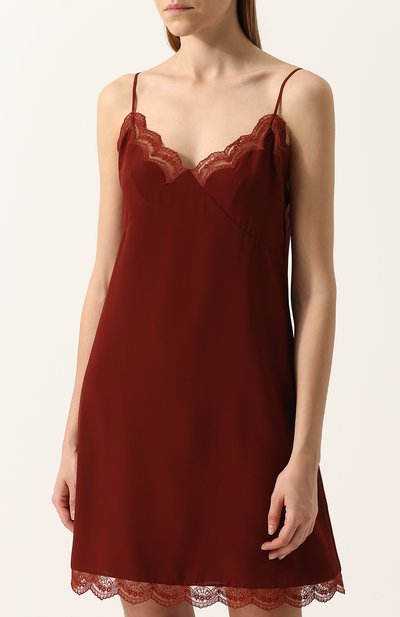 Шелковое платье-комбинация с кружевной отделкой CHLOÉ, арт. C17WR088004, фото 3