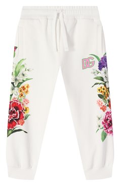 Детские хлопковые джоггеры DOLCE & GABBANA молочного цвета, арт. L5JPD7/II7GX/8-14 | Фото 1 (Нос: Не проставлено; Материал сплава: Проставлено; Девочки Кросс-КТ: Джоггеры-одежда; Материал внешний: Хлопок; Ростовка одежда: 10 - 11 лет | 140 - 146см, 16 лет | 164 см, 12 лет | 152 см, 8 лет | 128 см)