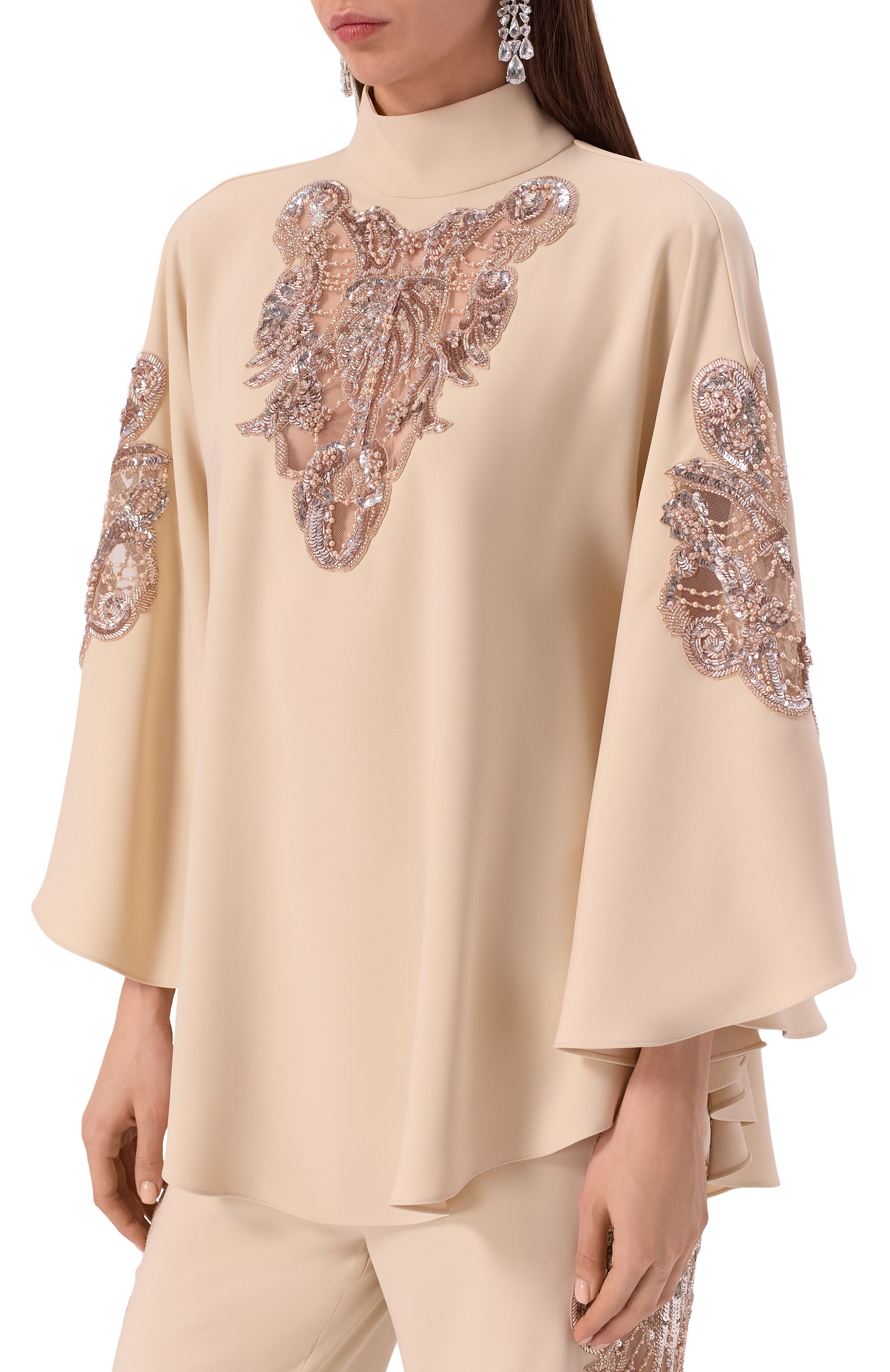 Блузка с отделкой пайетками ZUHAIR MURAD, арт. RBL25034/CRCA010, фото 3