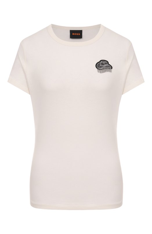 Хлопковая футболка BOSS Orange 50545287 Кремовый 50545287