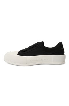 Мужские текстильные кеды deck plimsoll ALEXANDER MCQUEEN черно-белого цвета, арт. 707680/W4MV7 | Фото 4 (Материал внешний: Текстиль; Материал внутренний: Натуральная кожа, Текстиль; Материал сплава: Проставлено; Стили: Классический; Материал утеплителя: Без утеплителя; Подошва: Массивная; Драгоценные камни: Проставлено)