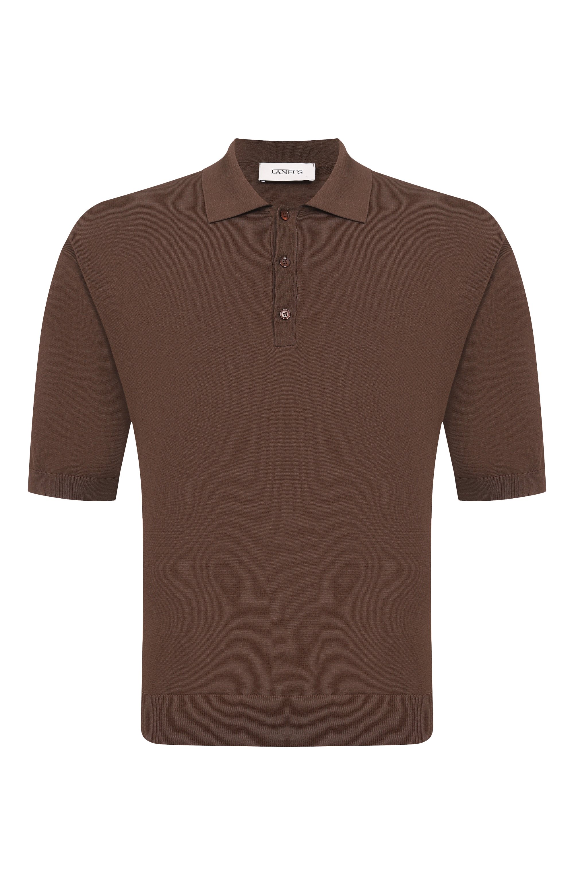 Хлопковое поло LANEUS темно-коричневого цвета по цене 26650 руб., арт. S6LAMAKP015, фото 1 Хлопковое поло LANEUS, арт. S6LAMAKP015, фото 1