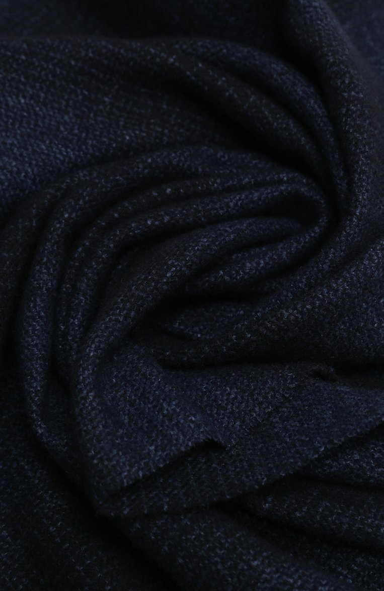 Мужской шарф из шерсти и шелка ZEGNA темно-синего цвета, арт. Z6L05SA6/26A | Фото 3 (Нос: Не проставлено; Материал сплава: Проставлено; Материал: Текстиль, Шелк, Шерсть; Мужское Кросс-КТ: Шарфы - с бахромой; Кросс-КТ: шерсть, шелк)
