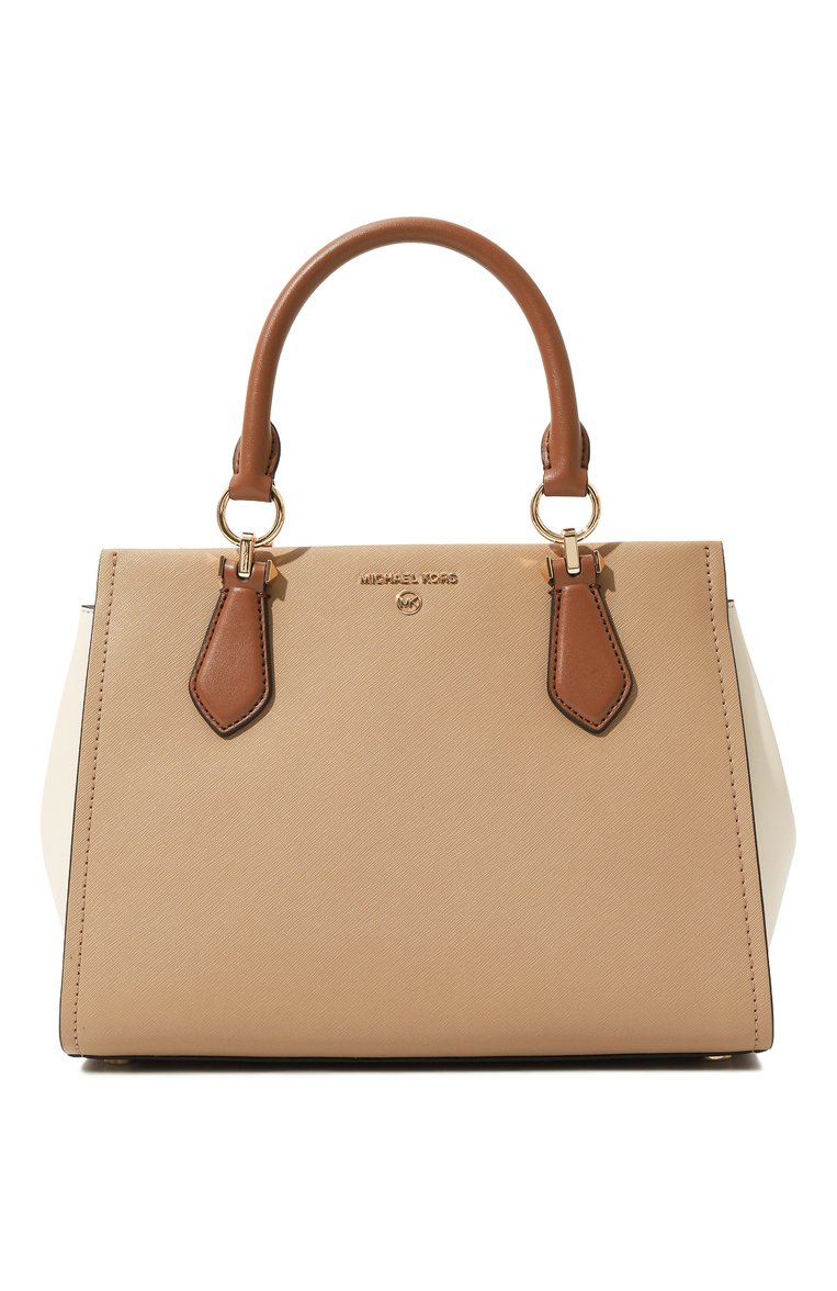 Женская сумка marilyn medium MICHAEL MICHAEL KORS бежевого цвета, арт. 30R3G6AS2T | Фото 1 (Сумки-технические: Сумки top-handle; Размер: medium; Материал: Натуральная кожа; Материал сплава: Проставлено; Ремень/цепочка: На ремешке; Драгоценные камни: Проставлено)