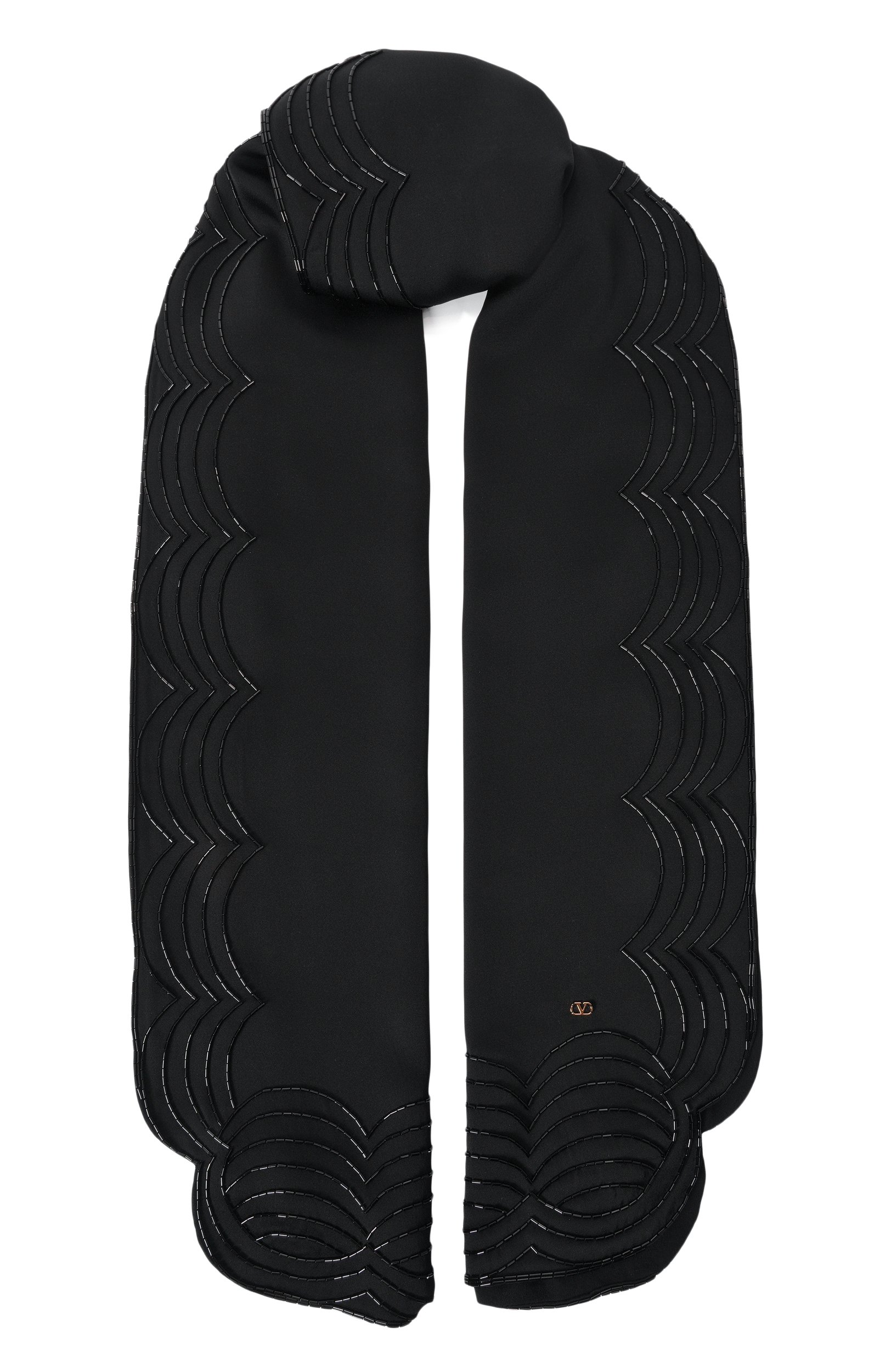 Палантин из вискозы VALENTINO черного цвета по цене 329500 руб., арт. 9W0ED007/UBG, фото 1 Палантин из вискозы VALENTINO, арт. 9W0ED007/UBG, фото 1