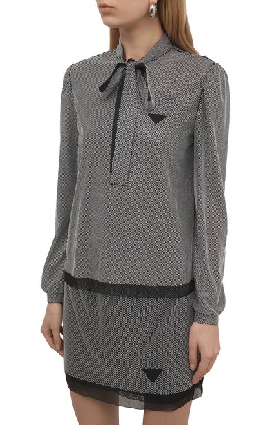 Шелковый топ с отделкой стразами PRADA, арт. P951IR-1Z4W-F0118-221, фото 3