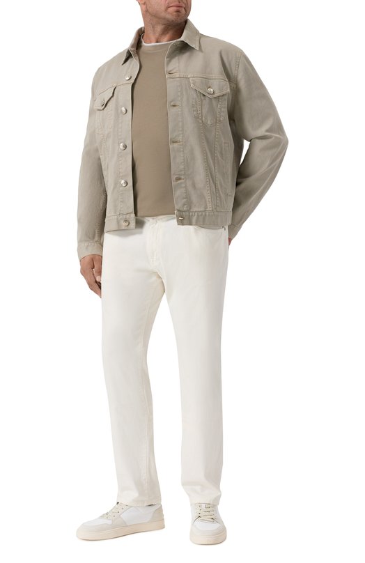 Хлопковая футболка Brunello Cucinelli M0B137427W Хаки  M0B137427W Фото 2