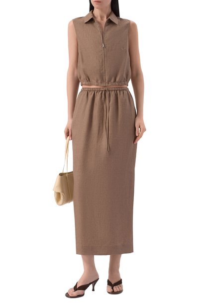 Льняной топ 12 STOREEZ коричневого цвета по цене 13000 руб., арт. 137461, фото 2 Льняной топ 12 STOREEZ, арт. 137461, фото 2