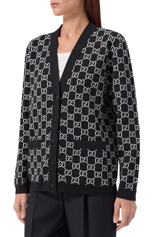 Двусторонний шерстяной кардиган Gucci 798157/XKEJP Чёрно-белый  798157/XKEJP Фото 3