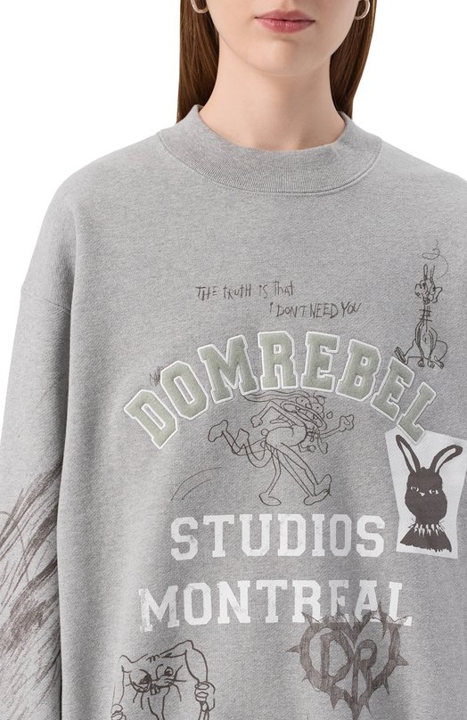 Хлопковый свитшот DOMREBEL C0LLEGE SWEATSHIRT Серый  C0LLEGE SWEATSHIRT Фото 5