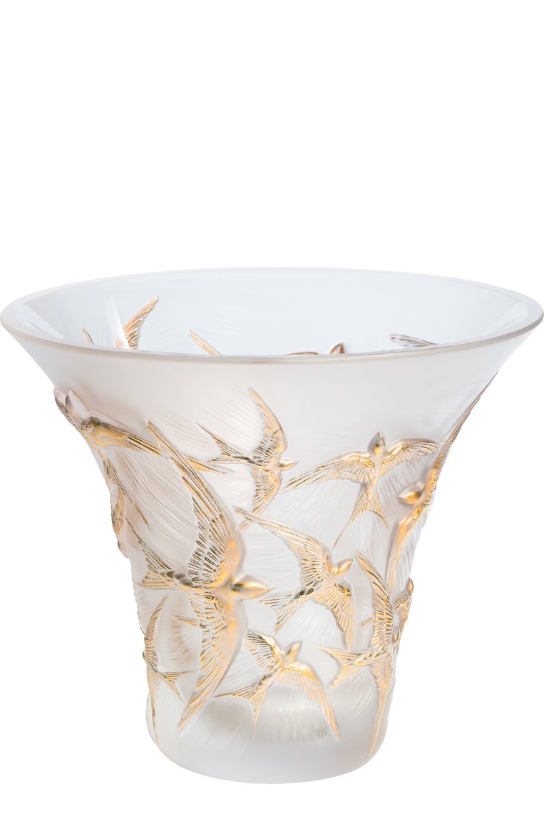 Ваза hirondelles LALIQUE золотого цвета, арт. 10624000 | Фото 1 (Статус проверки: Проверена категория; Коллекц�ия: Hirondelles; Региональные ограничения белый список (Axapta Mercury): Не проставлено; Нос: Не проставлено; Автоматизация Diginetica: Не назначено; Ограничения доставки: fragile-2)