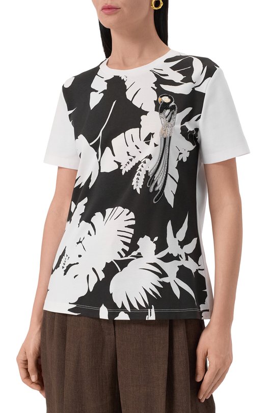 Хлопковая футболка Max Mara Studio W0N Белый  W0N Фото 3