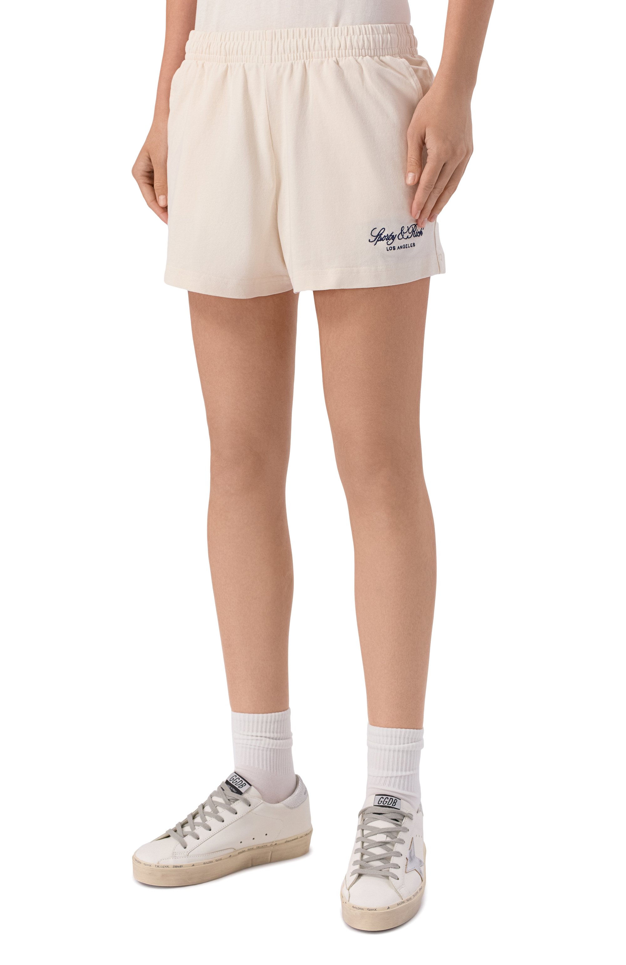 Хлопковые шорты SPORTY AND RICH кремового цвета по цене 17150 руб., арт. SH03776269WH37, фото 3 Хлопковые шорты SPORTY AND RICH, арт. SH03776269WH37, фото 3