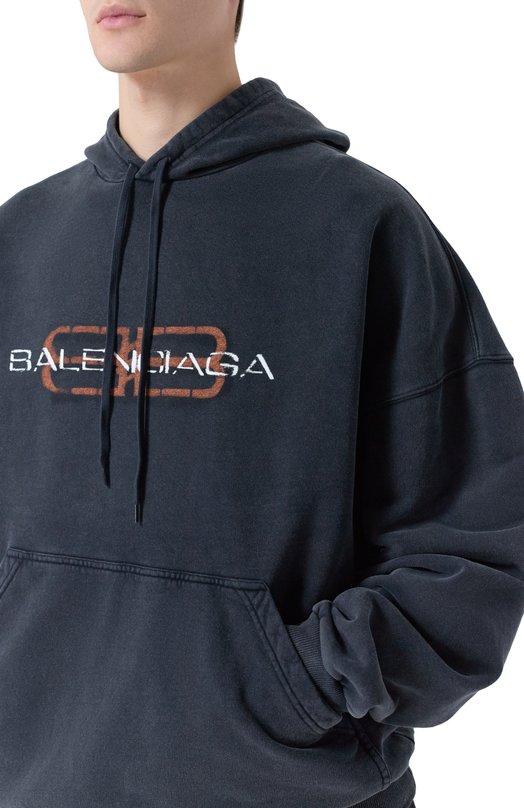 Хлопковое худи Balenciaga 850349/TTVD7 Чёрный  850349/TTVD7 Фото 5