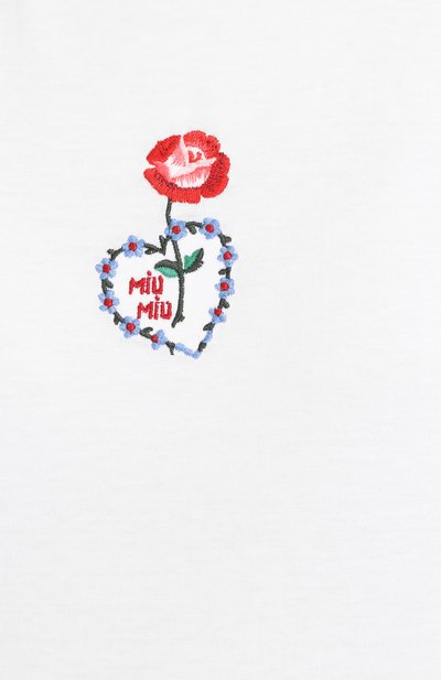 Хлопковая футболка MIU MIU белого цвета по цене 33500 руб., арт. MJN180-1V6F-F0009, фото 5 Хлопковая футболка MIU MIU, арт. MJN180-1V6F-F0009, фото 5