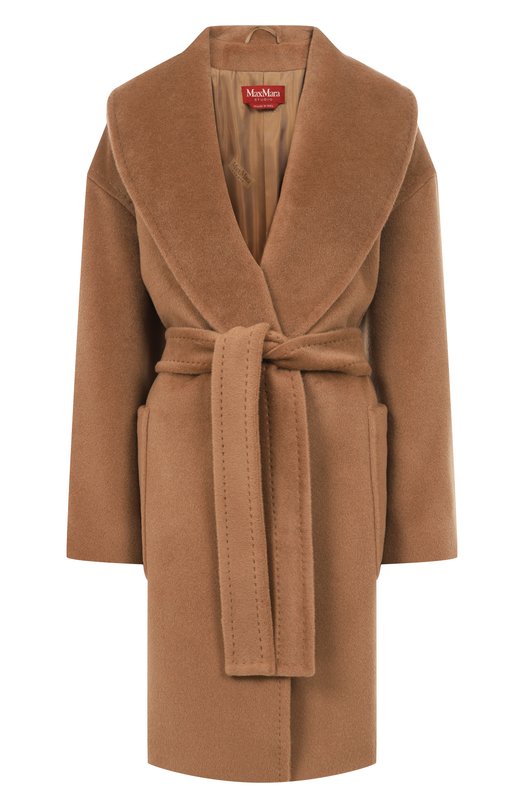 Шерстяное пальто Max Mara Studio CL0RUR0 Бежевый CL0RUR0