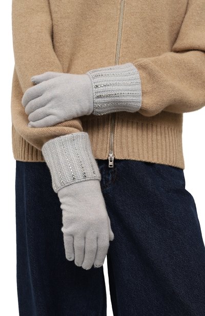 Кашемировые перчатки WILLIAM SHARP голубого цвета по цене 59950 руб., арт. A113-16, фото 2 Кашемировые перчатки WILLIAM SHARP, арт. A113-16, фото 2