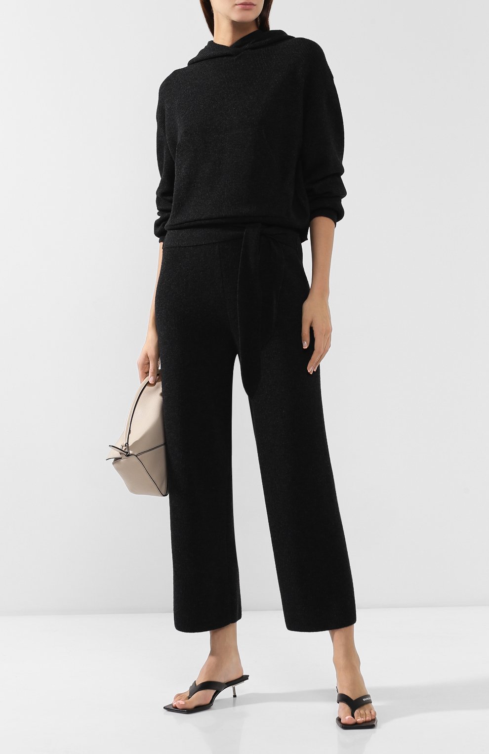 Брюки с поясом NANUSHKA, арт. TIGRE_CHARC0AL_CASHMERE BLEND RIB, фото 2