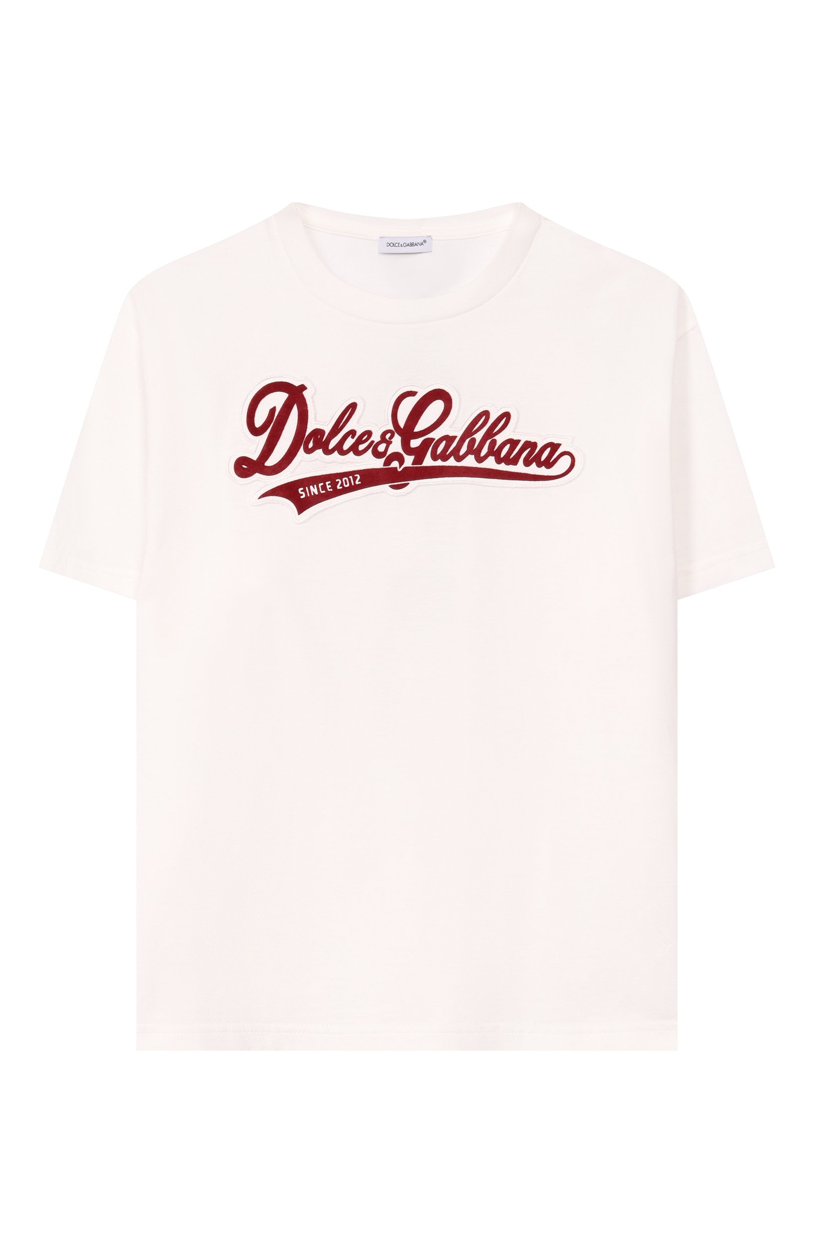 Хлопковая футболка DOLCE & GABBANA молочного цвета по цене 33300 руб., арт. L4JTHV/G7Q2W, фото 1 Хлопковая футболка DOLCE & GABBANA, арт. L4JTHV/G7Q2W, фото 1